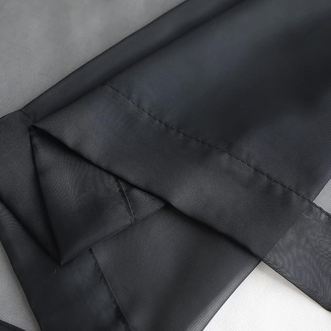 Window Black Sheer Curtains 48 Inches Width 95 Inches Long 2 Panels Sheer Curtains Clear Curtains Basic Rod Pocket Panel for Home Living Room Bedroom Kids Room Yard Patio Parlor Sliding