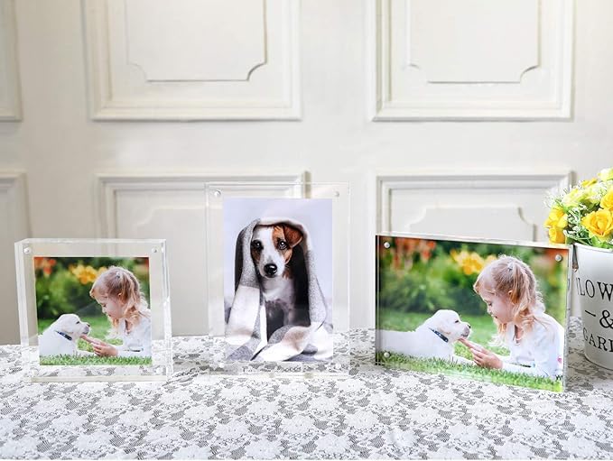 Magicool Premium Acrylic Photo Frame--- Magnet Photo Frame -Double Sied Thick Desktop Frames (4x6 6 pack)
