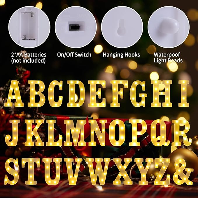 Light Up Letter A to Z,LED Sign Marquee Letters 26 Alphabet for Party Birthday Name,Wedding,Christmas Decorations,Personalized Name Sign Letters for Centerpieces Table and Wall Decor