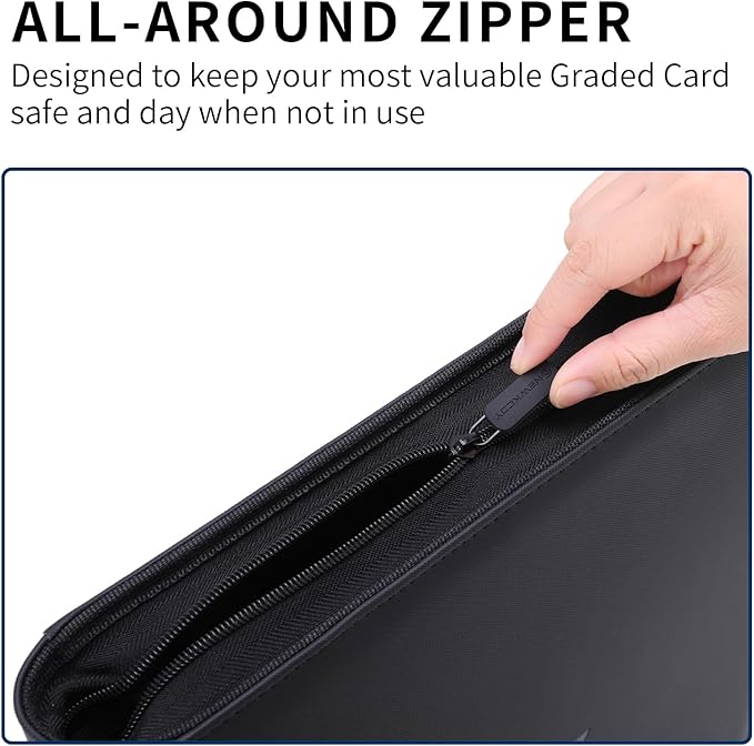 Snekdy premium 1024-pocket trading card binder, 16-pocket cards album, waterproof PU-leather Cover album with side loading, holds gaming, baseball, basketball & sports cards (Black)