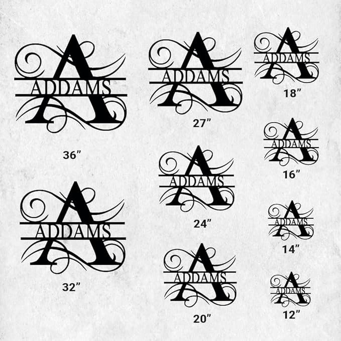 Personalized Metal Name Signs, Split Letter Monogram Wall Decor, Custom Last Name Sign, Family Name Sign for Outdoor, Personalized Wedding Gift, Garden Decor, Metal Wall Art, Housewarming Gift (MonogramDesign_6)