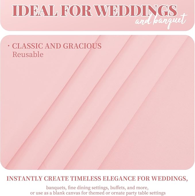 12 Pack 60 x 102 Inch Rectangle Tablecloth Pink Polyester Tablecloth for 6 Feet Rectangle Tables,Washable Fabric Table Cloth for Wedding Dining Table Buffet Parties Camping