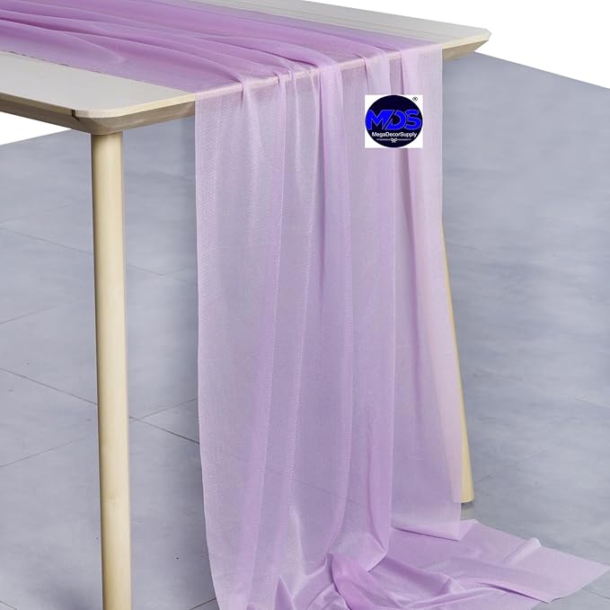 MDS 15 Pack 10ft Chiffon Table Runner 29 x 120 Inches Sheer Wedding Runner Romantic Rustic Table Runner for Wedding Decorations, Birthday Parties, Bridal Shower Party Arch Decor - Orchid
