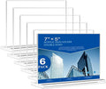Acrylic Sign Holder 7x5, 6 Pack Clear Double Sided Table Sign Holder Horizontal Picture Frame Desktop Display Stand Plastic Paper Holder Table Tent Suitable for Restaurants Office Store Show Fair