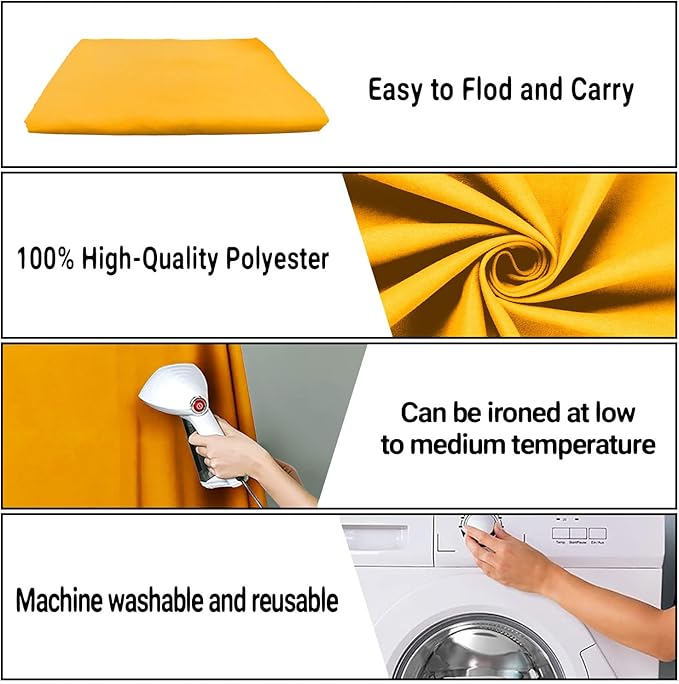 8x10FT Soft Pure Yellow Backdrop Screen Photo Backdrop Video Recording Curtain Party Decor Photography Studio Props