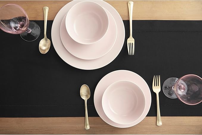 Solino Home Black Table Runner 48 Inches - Cotton Linen Hemstitch Coffee Table Runner 14 x 48 Inch Ideal for Dresser Tables - Fall, Autumn, Halloween, Thanksgiving, Holiday