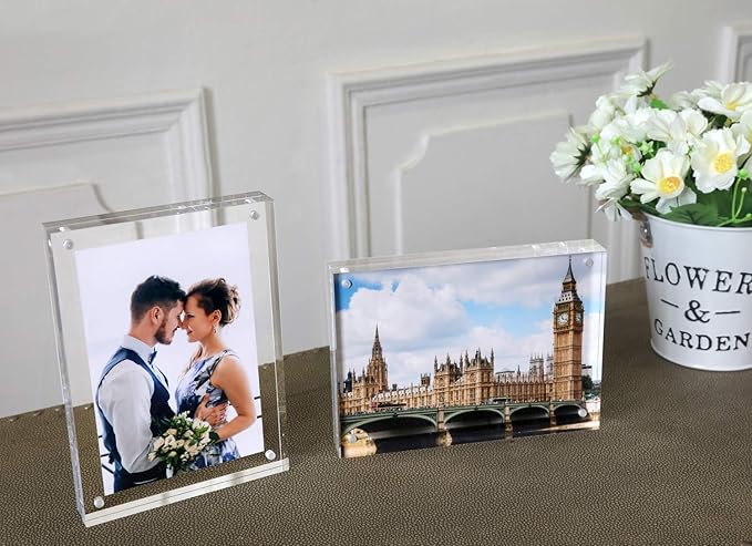 Magicool Premium Acrylic Photo Frame- Magnet Photo Frame -Double Sied Thick Desktop Frames (5x7 6pack)