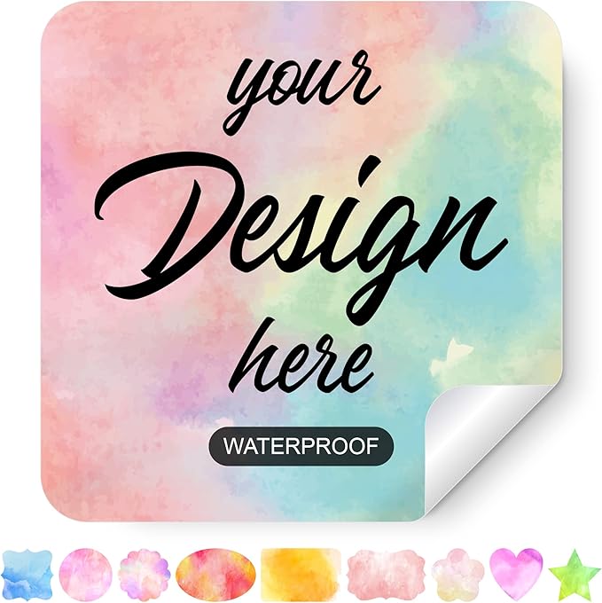 Custom Stickers Personalized Labels - Customized Stickers with Any Design Image Logo Text,Custom Stickers for Business Logo,Custom Thank You Label Stickers,100 Labels (Square,1.5"x1.5")
