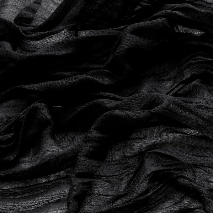 MLMW Halloween Table Runner Cheesecloth Black Boho Gauze Cheese Cloth 160 inch Rustic Sheer Table Runner 13.3ft for Party Wedding Baby Bridal Shower Birthday