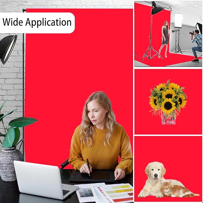 Red Photography Backdrop for Photoshoot, Photo Backdrop Curtain, Perfect Red Backdrops for Party Portrait Photoshoots Video Studio 10FTx20FT