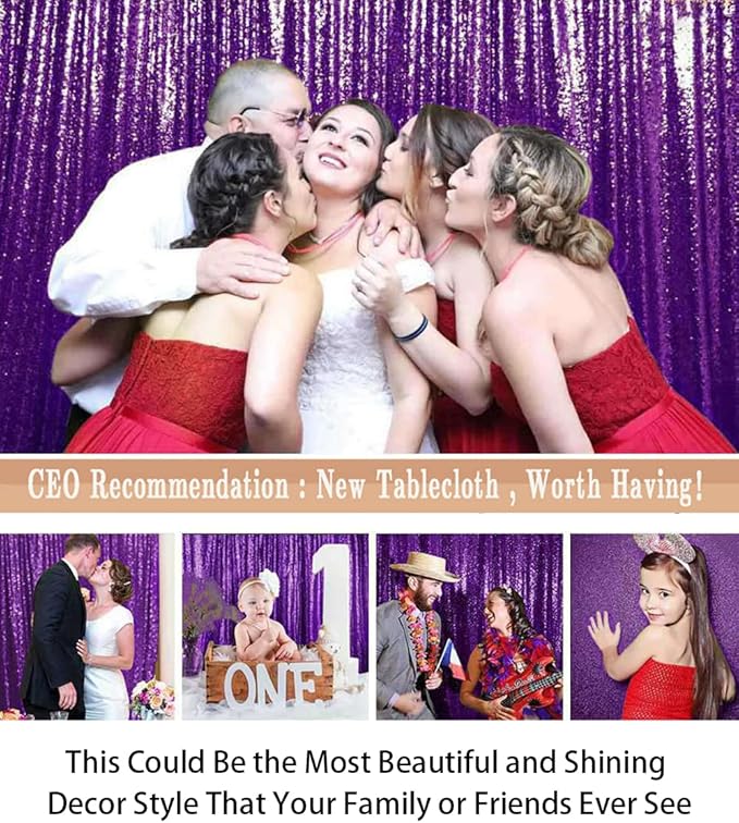 ShinyBeauty 4FT x 7FT Purple Sequin Backdrop | Photobooth Background | Wedding & Event Decor | Rustic & Elegant Sequin Fabric | Perfect for Photography & Parties | Durable Sequin Curtains