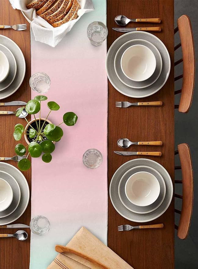 Tropical Flamingo Cotton Linen Table Runner for Dining Kitchen, Wedding Outdoor Party Tablerunners Decoration, Pink Bird Coastal Nautical Animal Dresser Scarf Coffee Tablecloth Runners 13x36 Inches