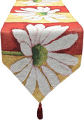 Tache Home Fashion DB9046TR-13X48 Colorful Red & Yellow Daisy Flower Loves Me Not Tapestry Table Runner 48 Inch
