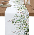 Botanical Eucalyptus Cotton Linen Table Runner for Dining Kitchen, Wedding Outdoor Party Tablerunners Decoration, Sage Green Leaves Elegant Floral Dresser Scarf Coffee Tablecloth Runners 13x72 Inches