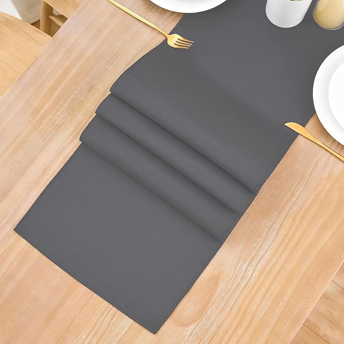 2 Pack Grey Long Table Runner 12 x 108 Inch Solid Color Farmhouse Runners Coffee Table Dresser for Daily Party Home Decoration