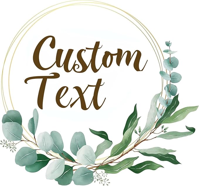 Custom Stickers for Weddings, Birthdays & Businesses - Personalized Labels with Your Logo - Waterproof, Fade and Heat Resistant - Pack of 100-1000 (Wreath B, 3.5 Inch)