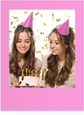 32 x 24 Inch Large Blank DIY Photo Booth Props Picture Frame Party Frame DIY Photo Booth Props Selfie for Birthday, Graduation, Christmas Holiday Party(Pink,Vertical)