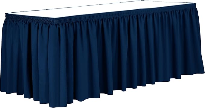 Ultimate Textile Pleat Polyester Fabric Table Skirt - Machine Washable Flame Resistant with Clips for Events, Weddings & Trade Shows, Cut & Sewn in Paterson, NJ - Royal, 21' Shirred Pleat