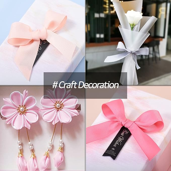 5/8" X 100 Yards Black Grosgrain Ribbon, Premium Grosgrain Ribbon for Sewing, Gift Wrapping, Bow Making, Wedding Decor, Wrapping and More (Black)