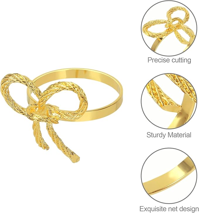 Pack of 12 Napkin Rings Alloy Hollow Out Flower Napkin Holder Dinning Table Napkin Ring for Dinner Parties Wedding Banquet Table Setting Family Gatherings Table Decor（Gold，12）