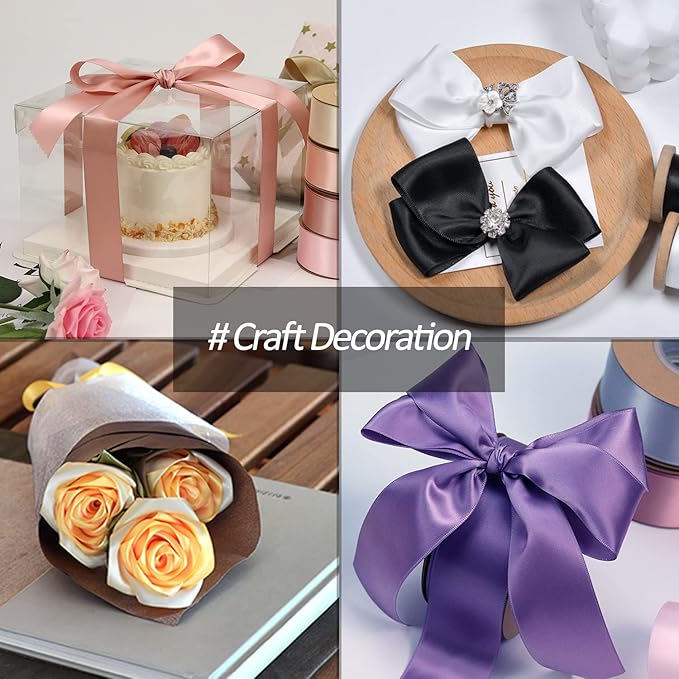 1-1/2" Wide x 100 Yards Single Faced Satin Ribbon - White, Use for Bows, Bouquets, Gift Wrapping, Wedding Decorations, Floral Arrangements