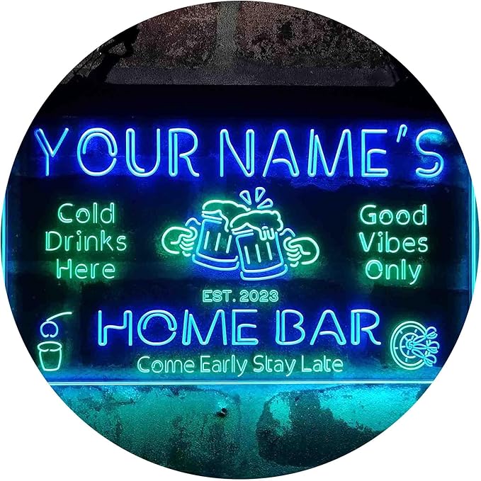 ADVPRO Personalized Your Name Custom Home Bar Beer Established Year Dual Color LED Neon Sign Green & Blue 12 x 8.5 Inches st6s32-p1-tm-gb