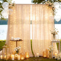 10×8ft Tulle Backdrop Curtains with Lights String - 300LED Fairy Lights Sheer Curtain Backdrop for Weddings Baby Shower and Birthday Party Decorations(6 Panels 5×8ft)