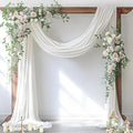Socomi Ivory White Wedding Arch Draping Fabric 29" x 20Ft 4 Panels Sheer Outdoor Curtain Drapes Extra Long for Bridal Baby Shower Ceremony Birthday Party Decor