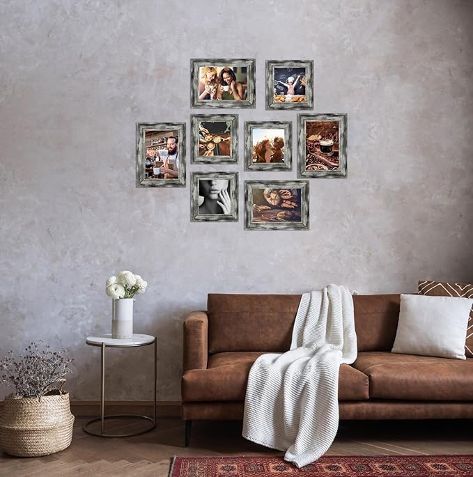 4x6 Picture Frames Set of 4- Rustic Retro Photo Frame with Real Glass Wall Mount and Tabletop Display Family Friends Wedding Gift