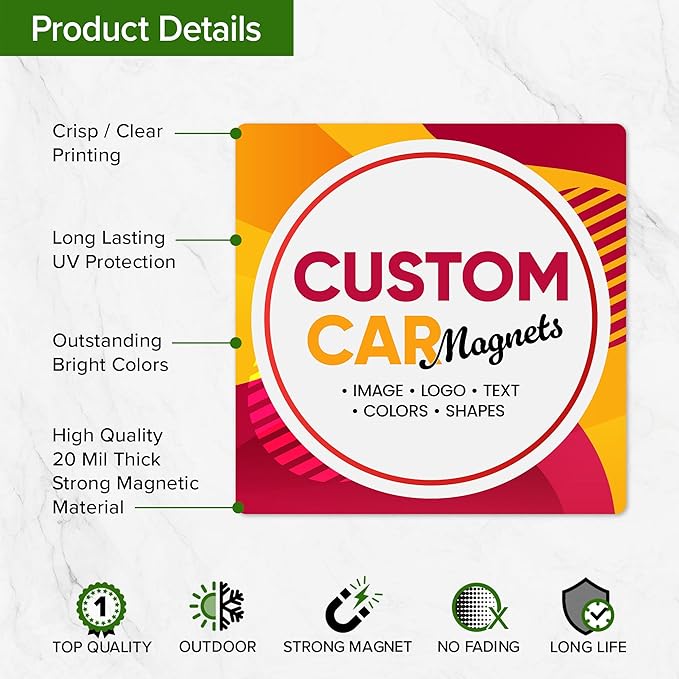 Custom Die Cut Car Magnet, Personalized Sign with Logo for Car Van Truck, Advertise Your Business Vehicle Magnetic, Full Color Professional Print, Crafted in The USA