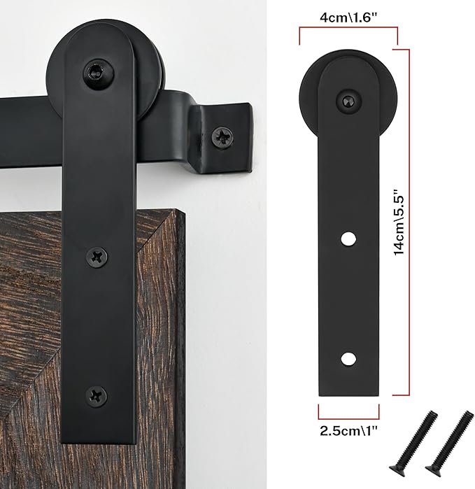 COGOOD Farmhouse Barn Door Mirror - 41 x 26 Rustic Wood Framed Wall Mirror for Bathroom, Living Room, Entryway Wall Decor (Black Brown)