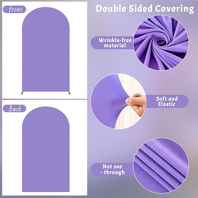 6.6FT Lavender Arch Backdrop Cover - Polyester Fitted Wedding Arch Stand Covers Round Top Chiara Arch Backdrop Cover for Birthday Party Banquet Photo Background Decoration