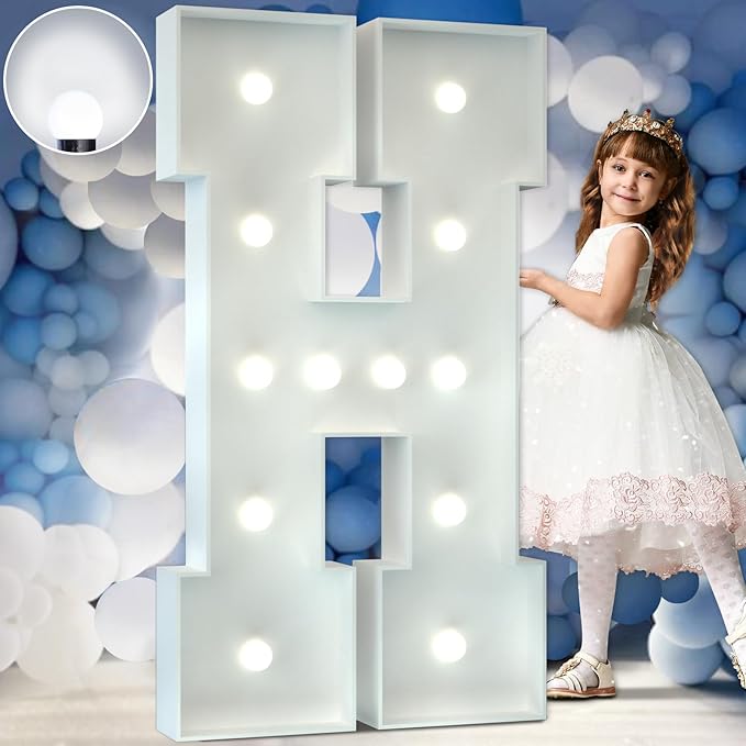 Marquee Letters 4 Feet Tall Large Light Up Letters Baby Shower Decorations Wedding Engagement Happy birthday White Party Decorations Marry Me Sign Big Cardboard Backdrop H