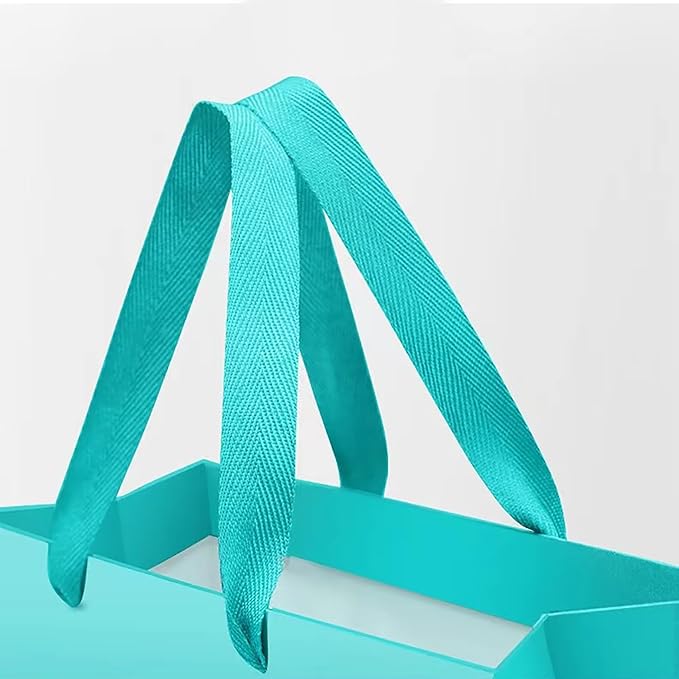 Teal Blue Paper Gift Bag Small Square Bottom Kraft Paper Bags with Handles for Wedding Baby Shower Birthday Party (Teal Blue, 6 x 6 x 6 in, 10 CT)