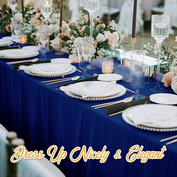 BRILLMAX 6 Pack Navy Blue Tablecloths for 6 Foot Rectangle Tables 90 x 132 Inch - 6ft Rectangular Bulk Linen Polyester Fabric Washable Cloth Cover for Wedding Reception Banquet Birthday Party