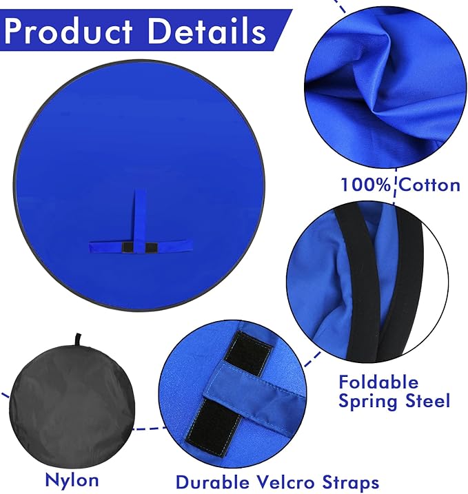 Portable Blue Screen Chair, 57 in BlueBackdrop with Stand Double Sided Foldable Screen Background, Chroma Key, Blue Backdrop for Chair Photography Streaming Gaming Photo Zoom Video Chats and Meeting