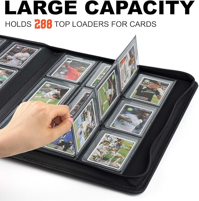 Toploader Binder with 9-Pocket Pages, Holds 288 "3×4" Rigid Toploader Hard Cases, Card Holder for Collectible Cards or Sports Cards, Durable Sleeves for Storage & Display (Navy)