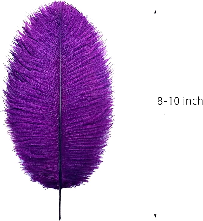 Ballinger Purple Ostrich Feathers Bulk - 24Pcs 8-10inch Feathers for Vase, Party Centerpieces Mardi Gras and Home Decor