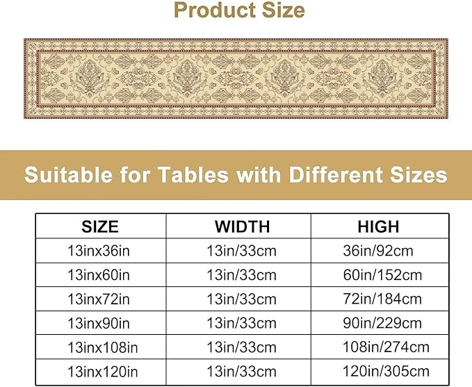 Vintage Farmhouse Flower Table Runner Boho Elegant Home Kitchen Table Dining Coffee Room Garden Party Wedding Decor 13x72in