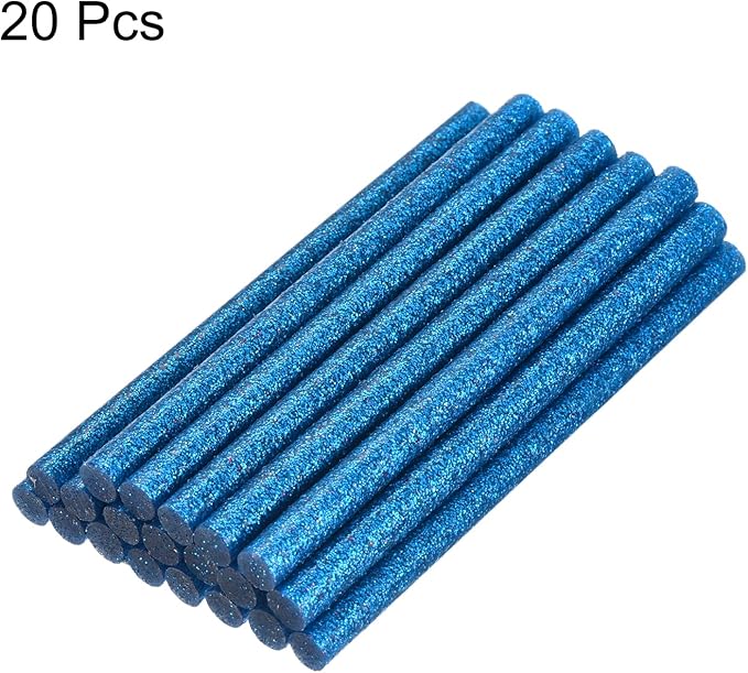 uxcell 20pcs Hot Glue Sticks for Glue Gun 11mm/0.43-inch x 4-inch Mini Hot Melt Adhesive Glue Stick Glitter Bright Blue