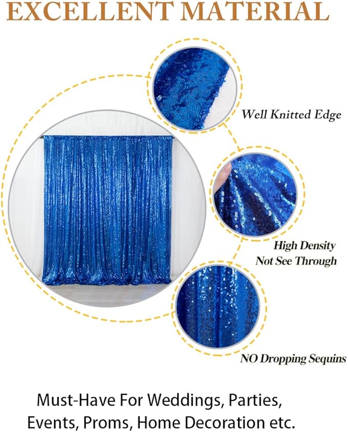 ShinyBeauty Sequin Backdrop Royal Blue 8FTx10FT Glitter Backdrop Photography Background 96Inchx120Inch Blue Shimmer Sequin Fabric Photo Booth Backgrounds for Wedding Banquet Graduation Prom Event