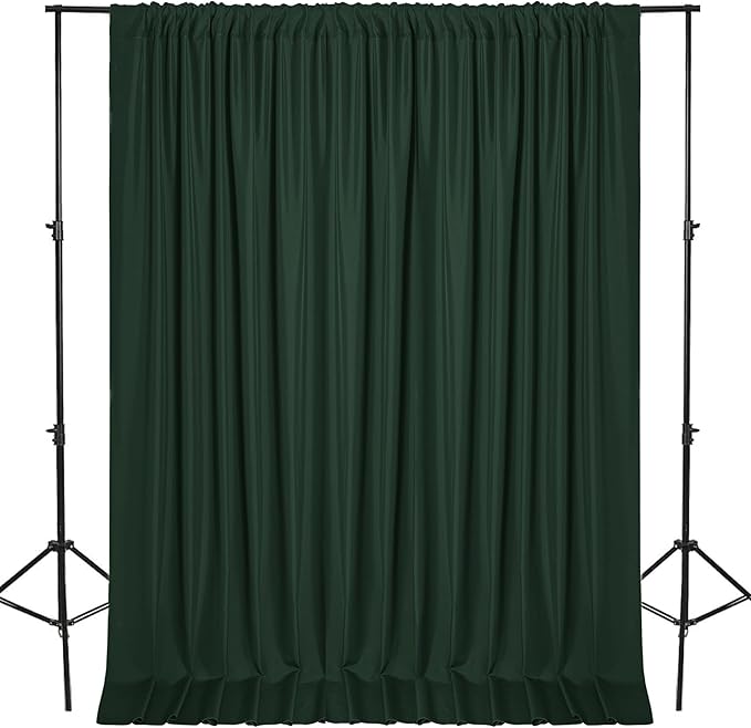 DWCN 10x10 FT Backdrop Curtains for Parties, Photography Backdrop Drapes with Rod Pockets for Wedding Decorations Stage Birthday Family Gatherings, 2 Panels 5ft x 10ft, Hunter Green