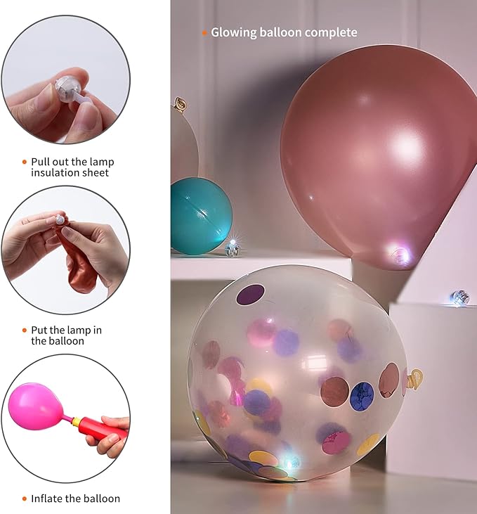Aogist 100pcs White Balloon Lights,Long Standby Time Waterproof Mini Light,Battery Powered,Round LED Ball Lamp for Latex Balloon Paper Lantern Party Wedding Festival Christmas Halloween Decorative