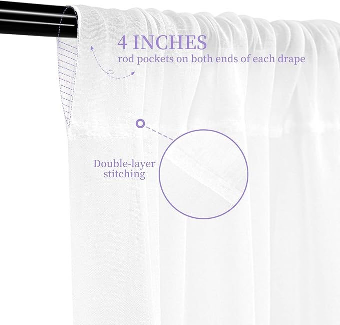 6 Panel White Wedding Drapes, 5ftx10ft Cheesecloth Sheer Fabric Curtains for Wedding Arch, Romantic Ceiling Decorations