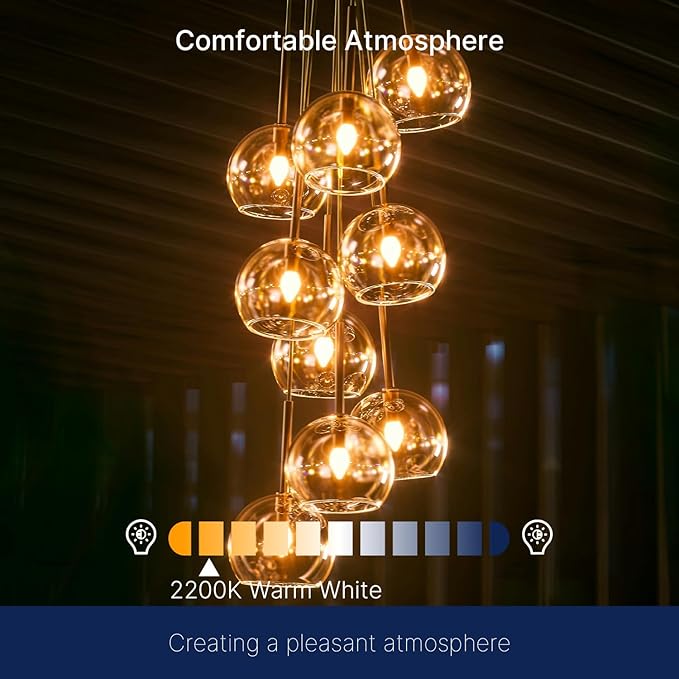 FLSNT LED Candelabra Light Bulbs 40W Equivalent, B11 E12 Small Base Chandelier Bulbs, 2200K Warm White, Dimmable, 330LM, Amber Glass Finishing, 12 Pack UL,CA65 Listed.