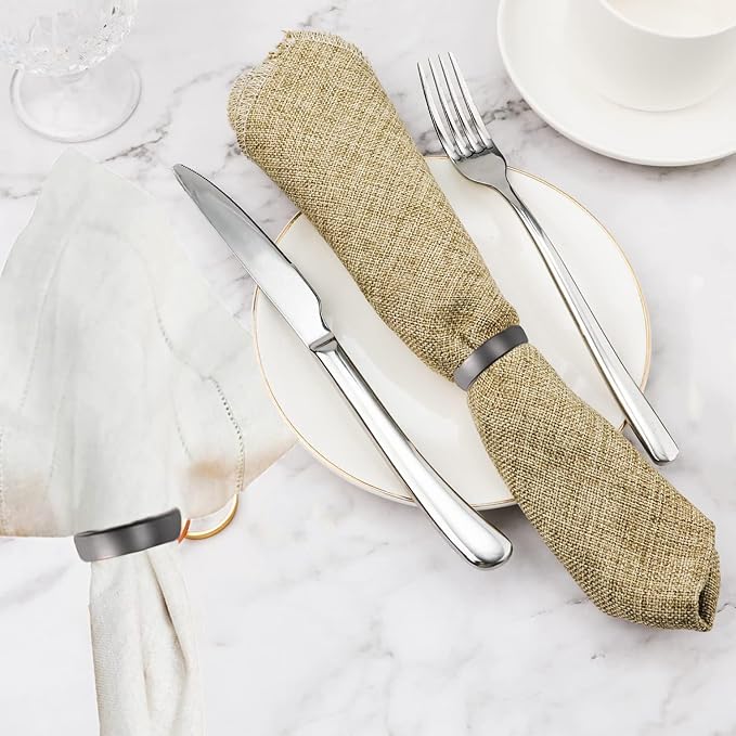 Black Napkin Rings-10 Pcs Stainless Steel Napkin Rings,Metal Napkin Ring for Table Settings Wedding Christmas Party Dinner Table