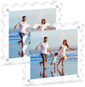 Acrylic Picture Frames .5×5inch 2Pack - Double-Sided Scalloped Photo Frame, 20mm Ultra-Clear Block, Modern Desktop Display for Home/Office Decor (2 Pack, 5X5)