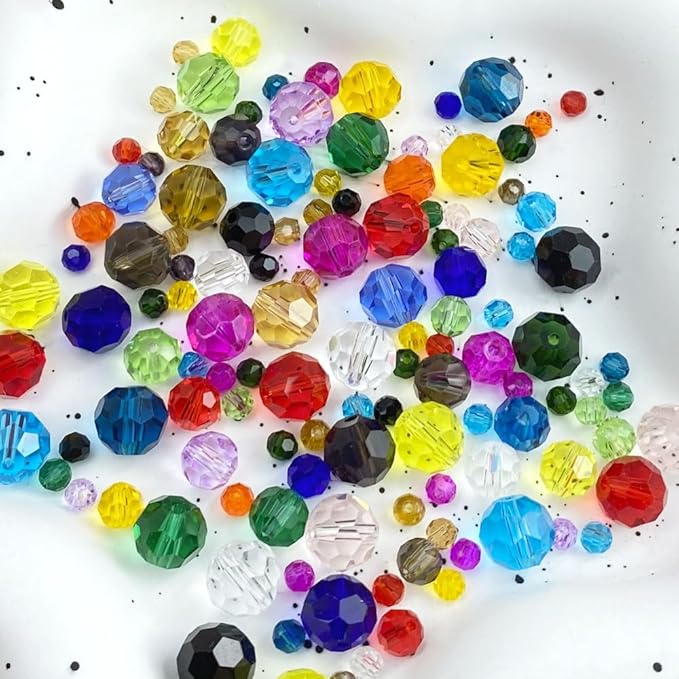 400 PCS 4mm Crystal Glass Beads Round Multiple Faceted Loose Spacer Glass Beads for DIY Handcrafte Bracelet Necklace Earring Jewelry Making(Malachite Green)