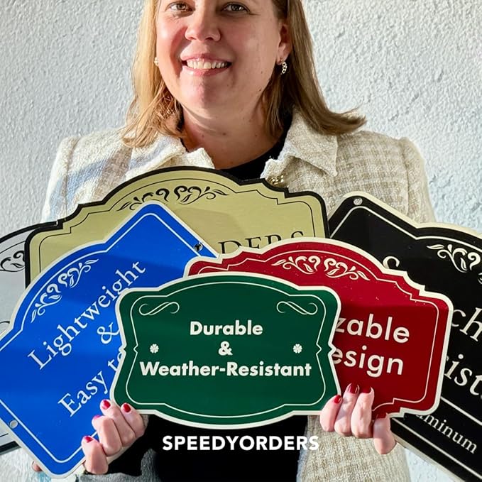 Custom Decorative Outdoor Metal Sign - Personalized Aluminum Driveway Sign, Waterproof, Made in USA - Design 1 Metallic Silver 18x12 In