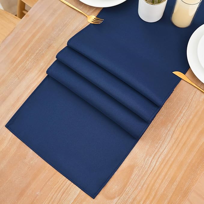 2 Pack Navy Blue Small Short Table Runner 12 x 36 Inch Solid Color Runners Coffee Table Dresser for Daily Party Home Decoration